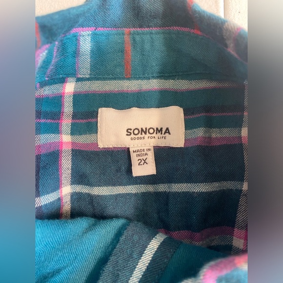 Like New Sonoma Multicolored Button Down Flannel SZ 2X - Picture 3 of 4